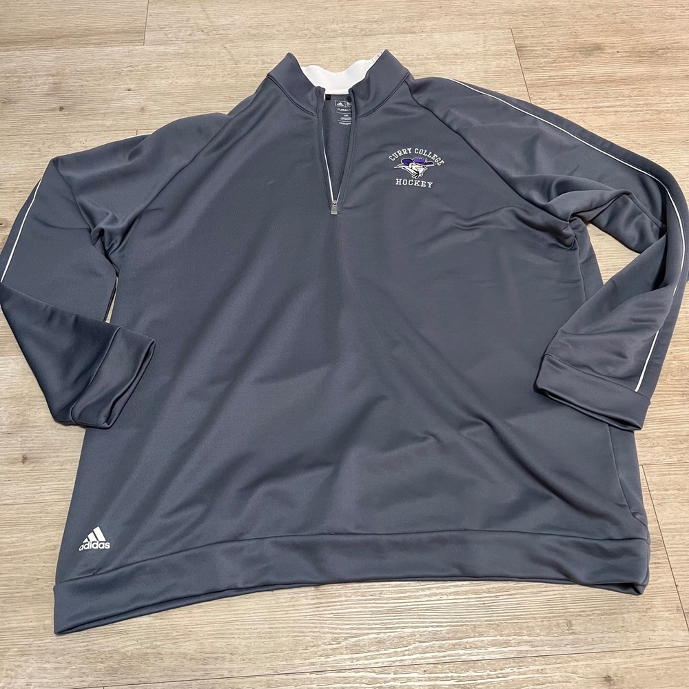 Adidas‎ ClimaLite Curry College Hockey 1/4 Zip Pullover Men's 2XL Gray Boston
